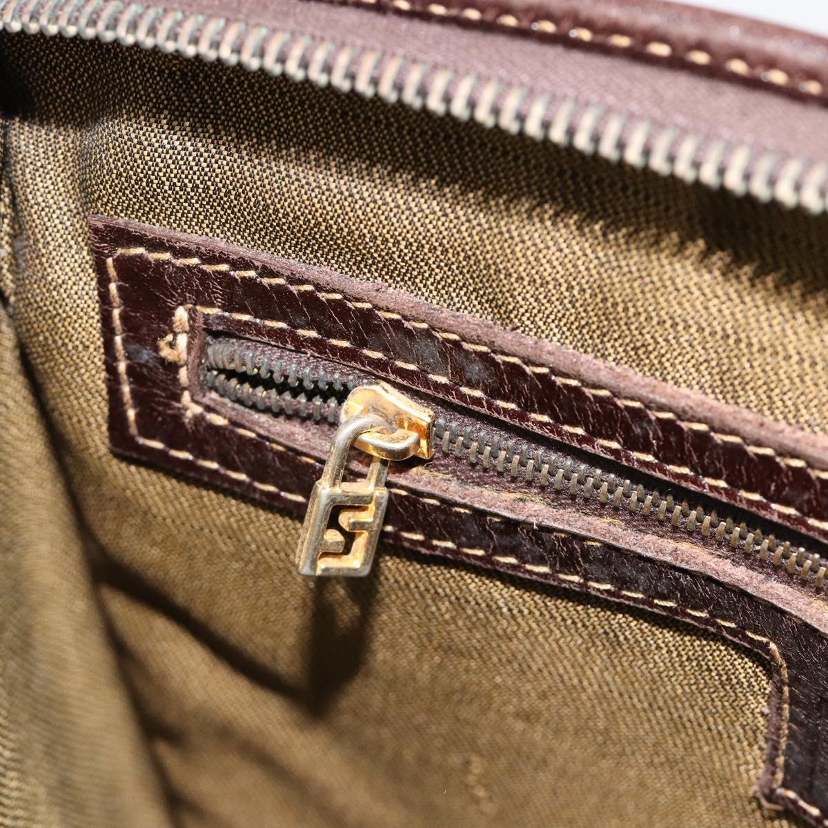 FENDI Zucca Canvas Hand Bag 2way Black Brown gold Auth 184637