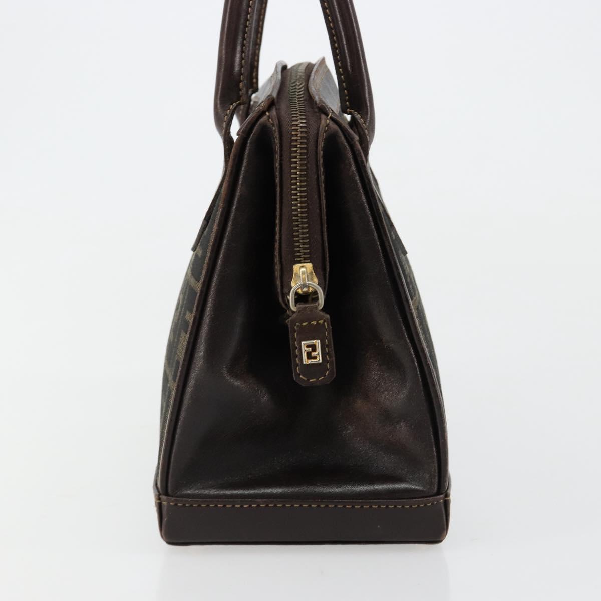 FENDI Zucca Canvas Hand Bag 2way Black Brown gold Auth 184637