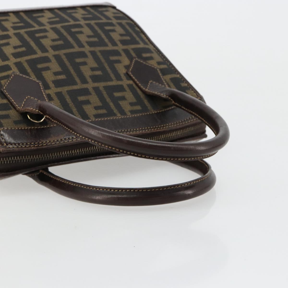 FENDI Zucca Canvas Hand Bag 2way Black Brown gold Auth 184637