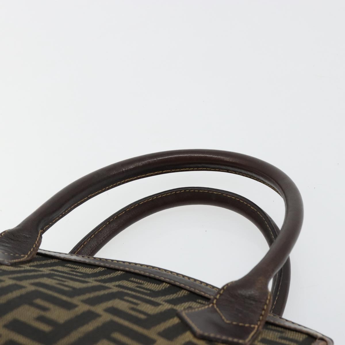 FENDI Zucca Canvas Hand Bag 2way Black Brown gold Auth 184637