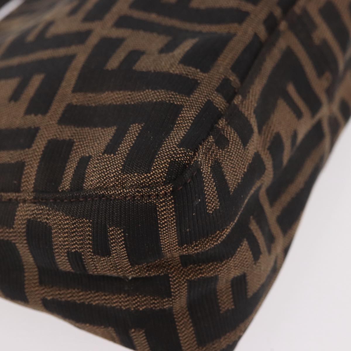 FENDI Zucca Canvas Hand Bag Black Brown Auth 184638