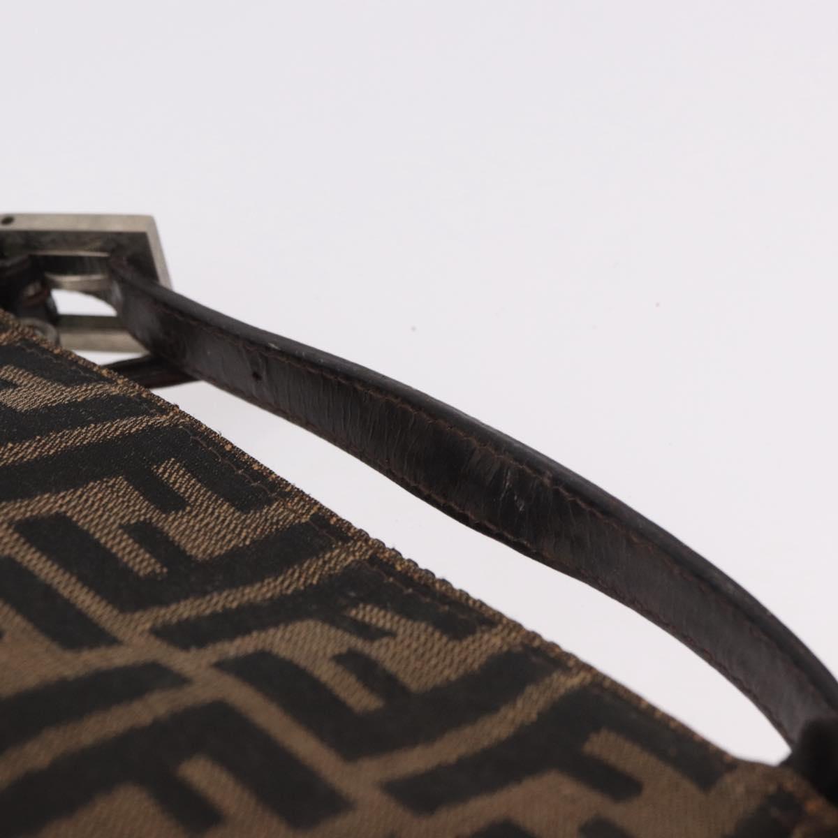 FENDI Zucca Canvas Hand Bag Black Brown Auth 184638