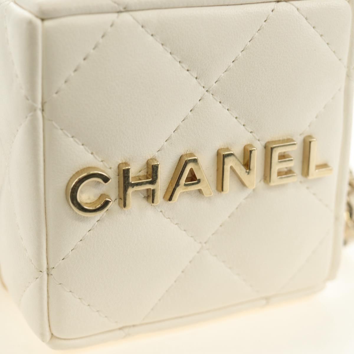 CHANEL Matelasse Chain Shoulder Pouch Lamb Skin Black Gold CC Auth 184641SAM