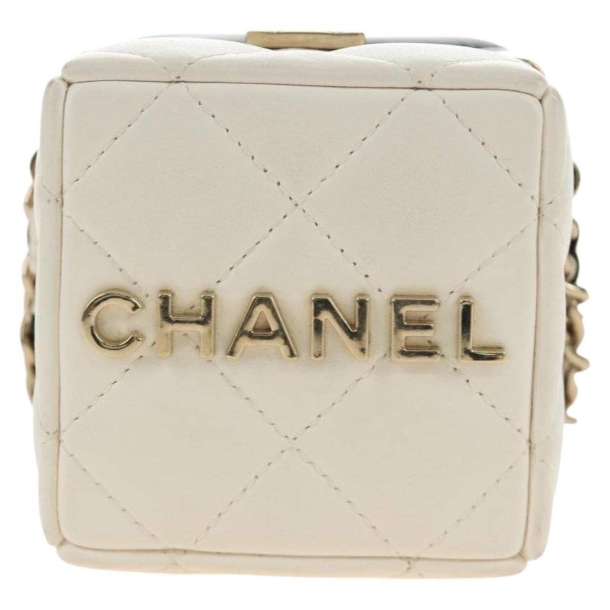 CHANEL Matelasse Chain Shoulder Pouch Lamb Skin Black Gold CC Auth 184641SAM