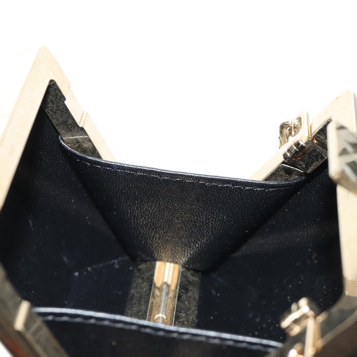 CHANEL Matelasse Chain Shoulder Pouch Lamb Skin Black Gold CC Auth 184641SAM