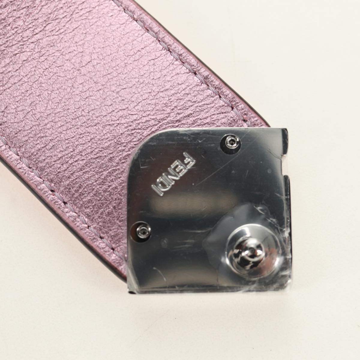 FENDI Pouch Shoulder Bag Leather Pink Silver Auth 184645M
