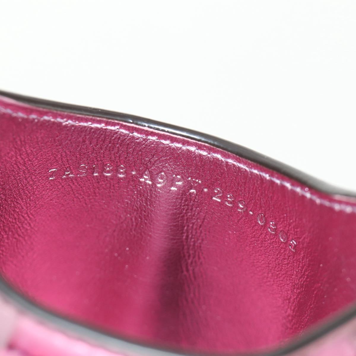 FENDI Pouch Shoulder Bag Leather Pink Silver Auth 184645M