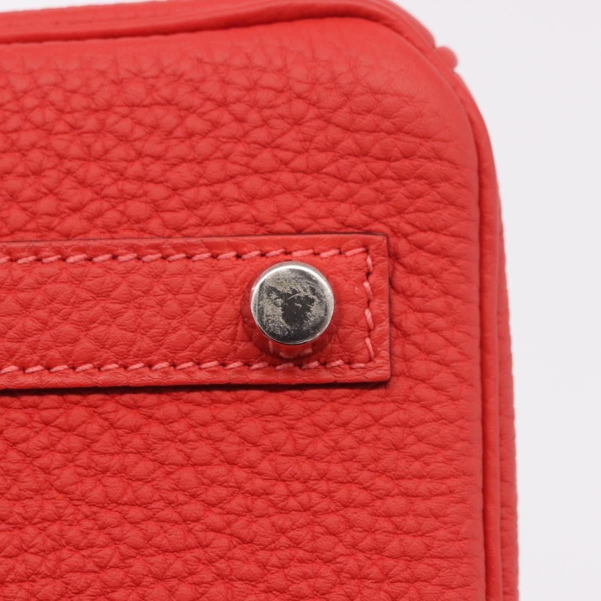 HERMES Birkin 30 Hand Bag Taurillon Leather Red Silver Auth 184651SAM