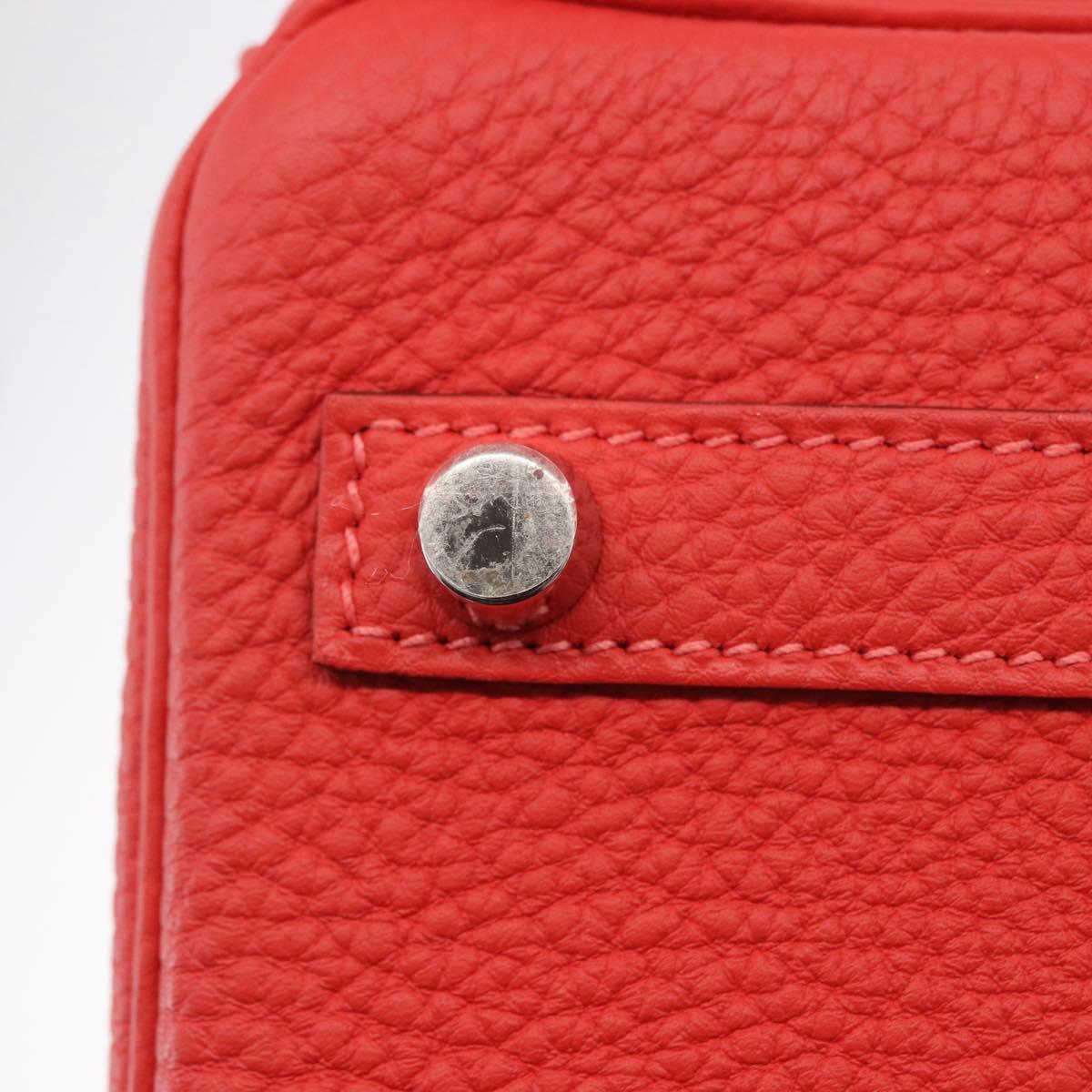 HERMES Birkin 30 Hand Bag Taurillon Leather Red Silver Auth 184651SAM