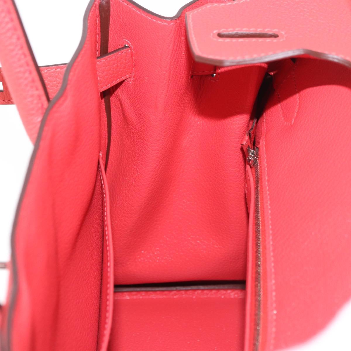 HERMES Birkin 30 Hand Bag Taurillon Leather Red Silver Auth 184651SAM