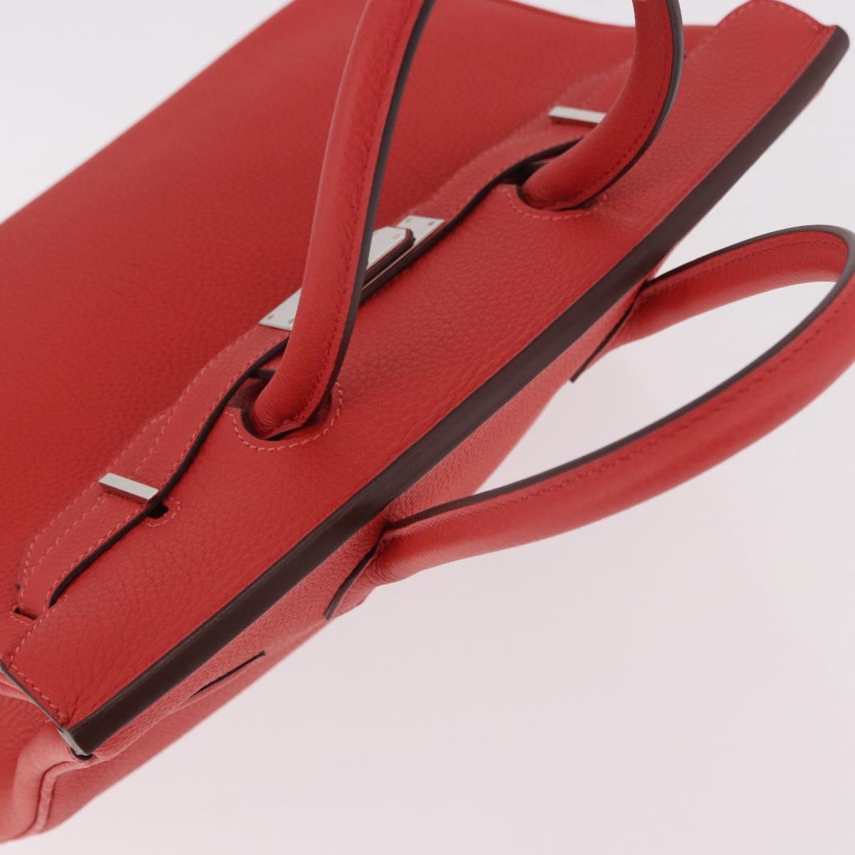 HERMES Birkin 30 Hand Bag Taurillon Leather Red Silver Auth 184651SAM