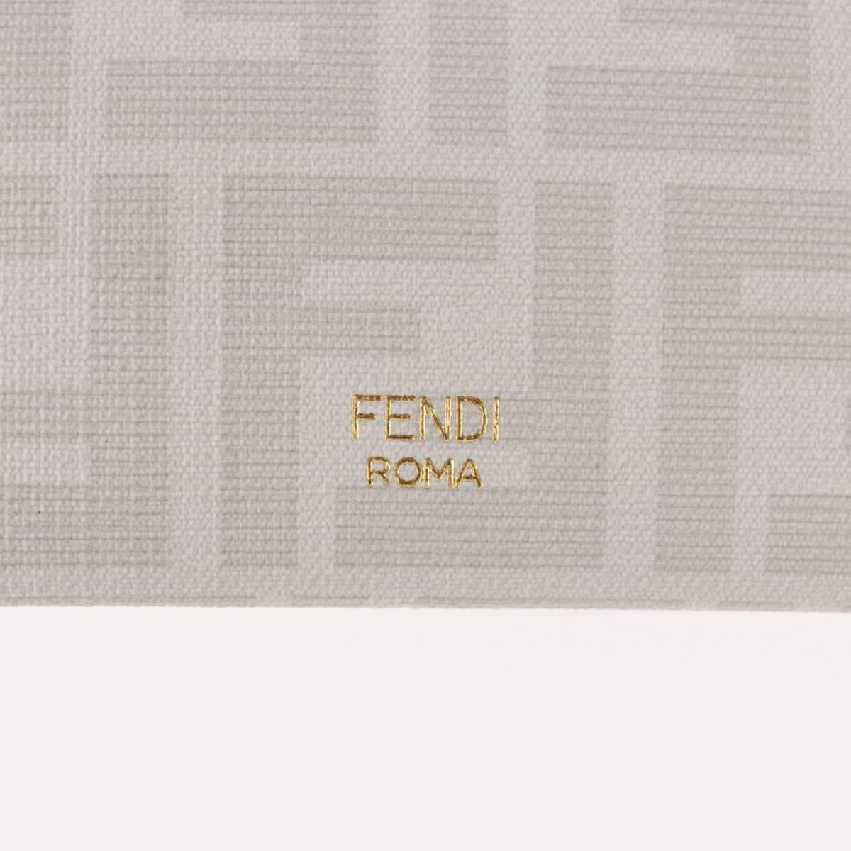 FENDI Zucca Canvas Best Friends Forever Rabbit Card Case White Gold Auth 184654M