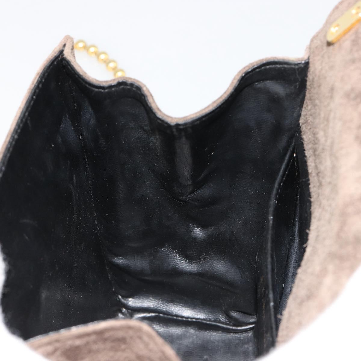 Salvatore Ferragamo Chain Shoulder Bag Suede Brown Gold Auth 184672
