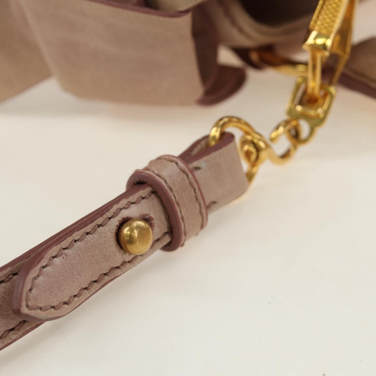 Miu Miu Ribbon Hand Bag Leather 2way Beige Gold Auth 184677M