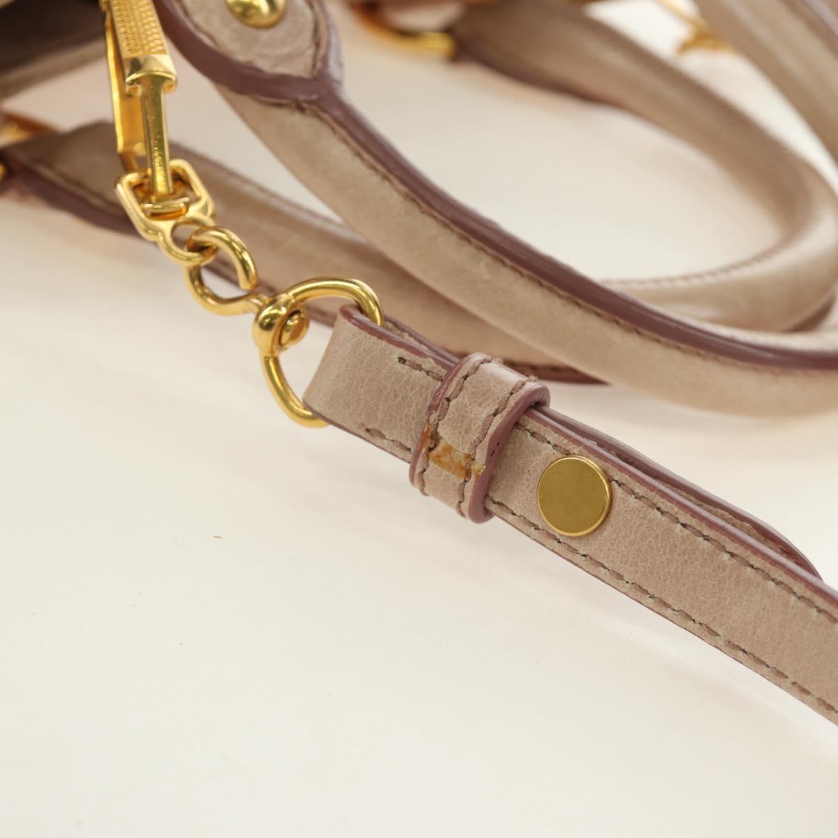 Miu Miu Ribbon Hand Bag Leather 2way Beige Gold Auth 184677M