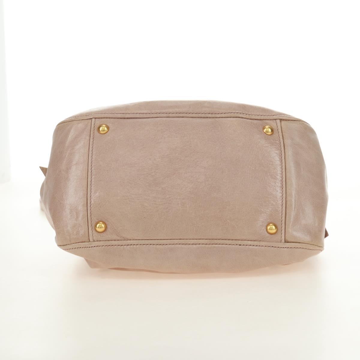 Miu Miu Ribbon Hand Bag Leather 2way Beige Gold Auth 184677M