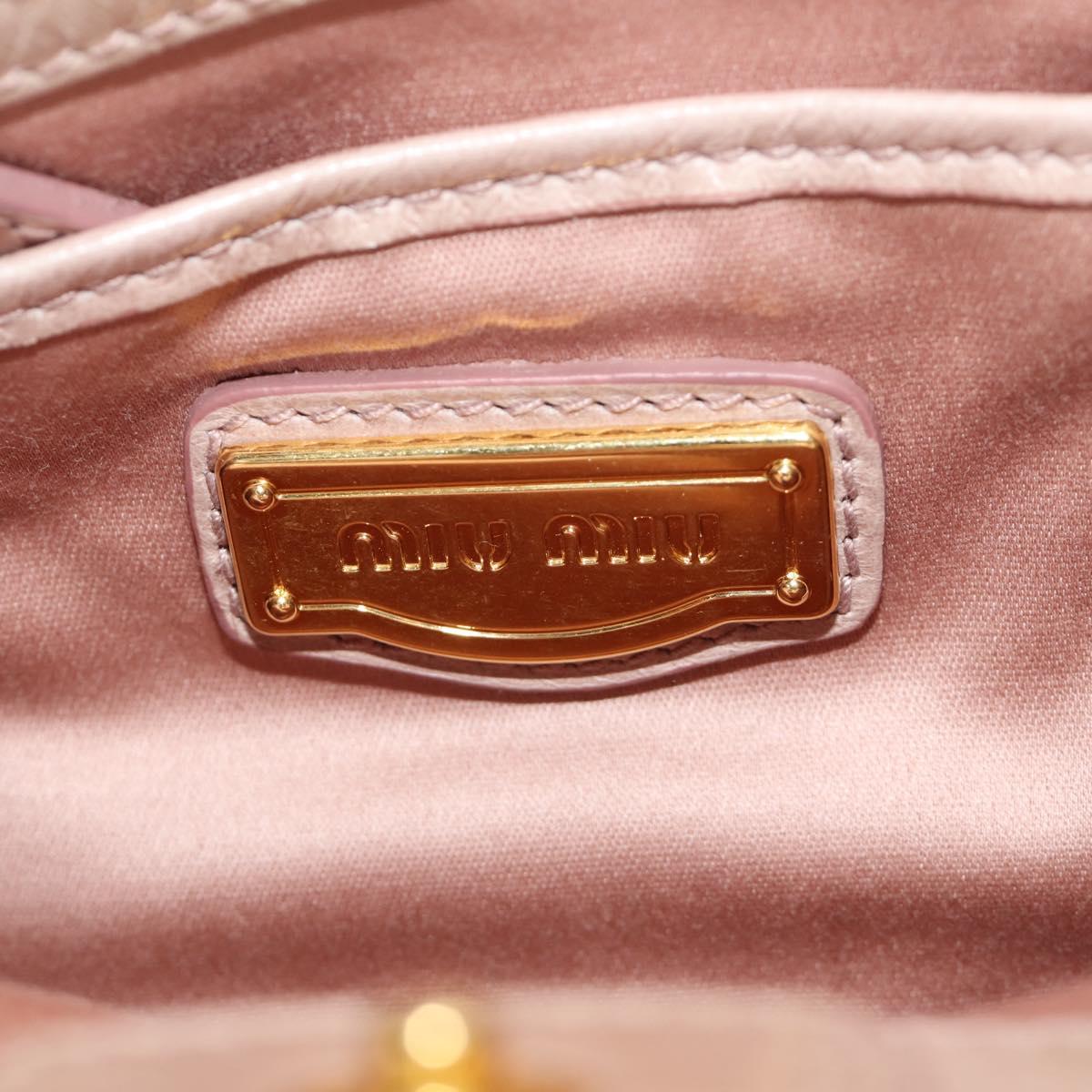 Miu Miu Ribbon Hand Bag Leather 2way Beige Gold Auth 184677M