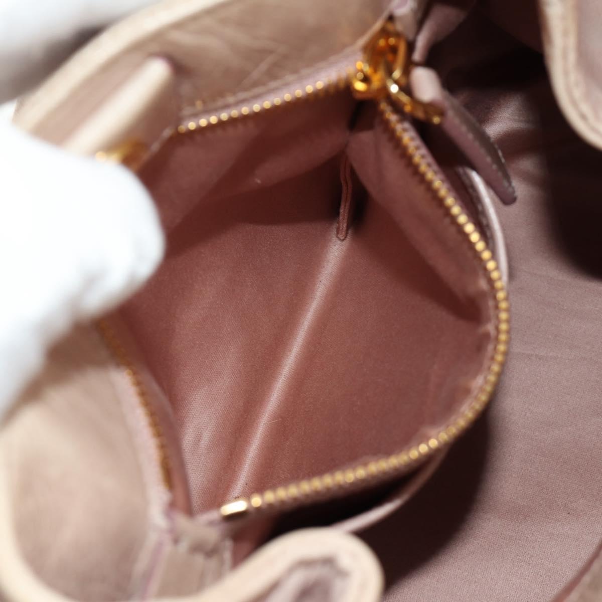 Miu Miu Ribbon Hand Bag Leather 2way Beige Gold Auth 184677M