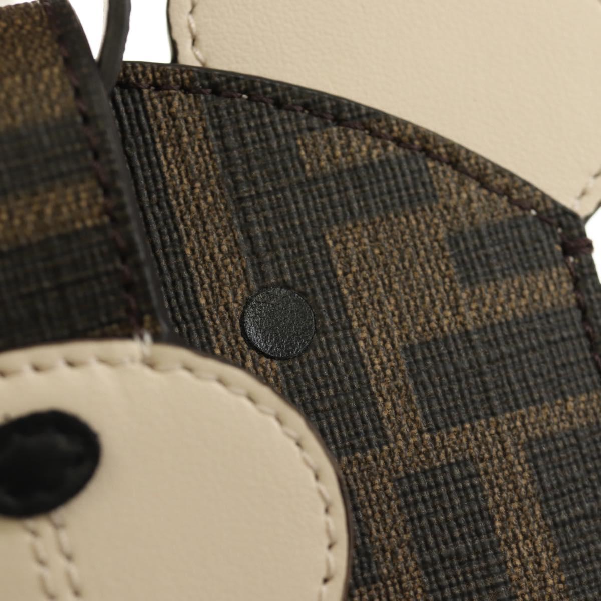 FENDI Zucca Canvas Best Friends Forever Coin Purse Brown Black Auth 184682M