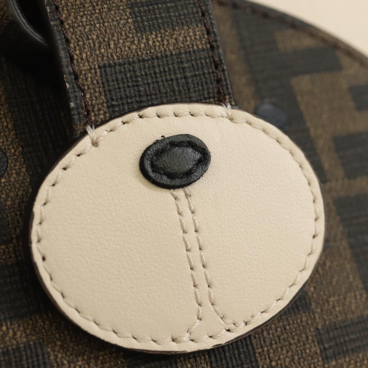 FENDI Zucca Canvas Best Friends Forever Coin Purse Brown Black Auth 184682M