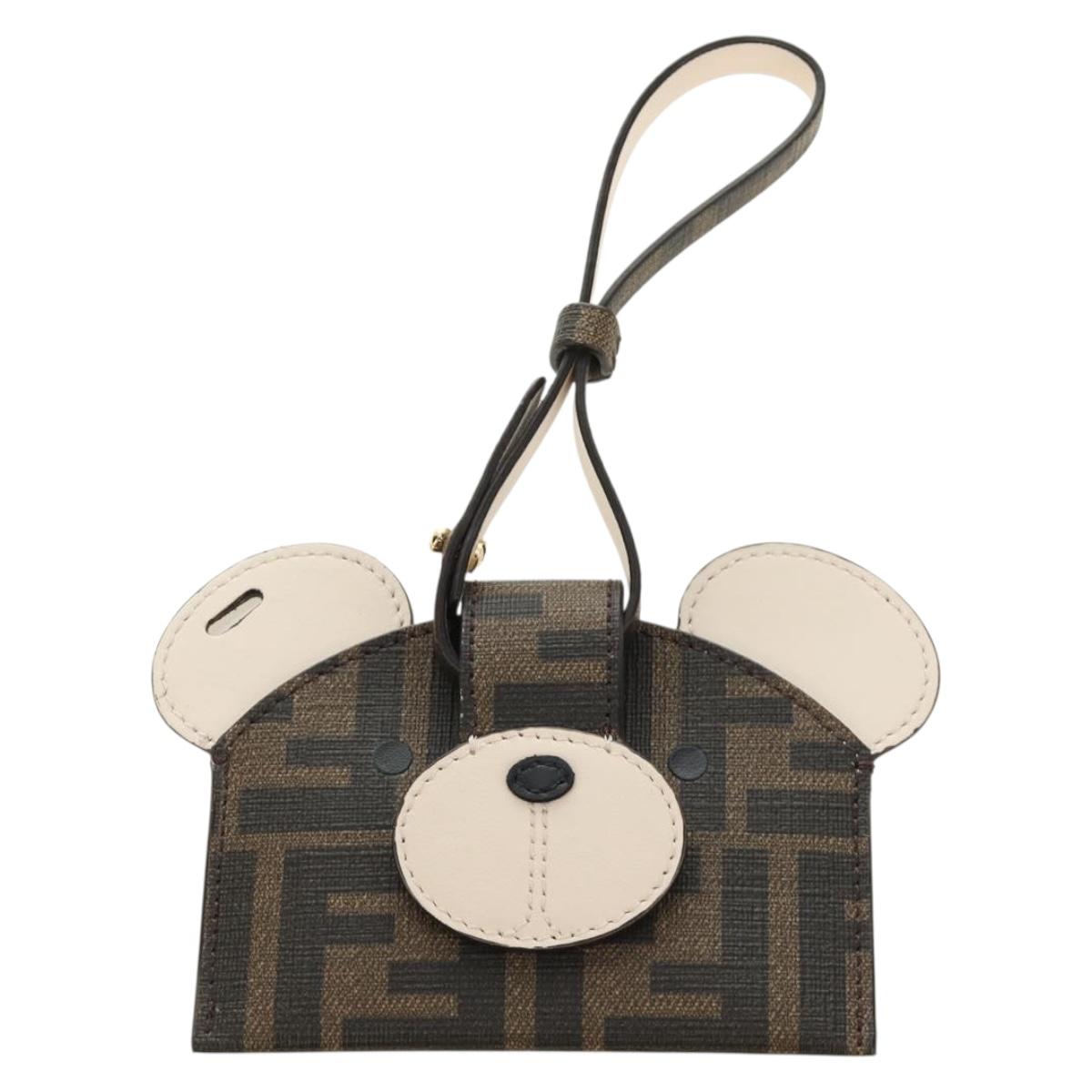 FENDI Zucca Canvas Best Friends Forever Coin Purse Brown Black Auth 184682M
