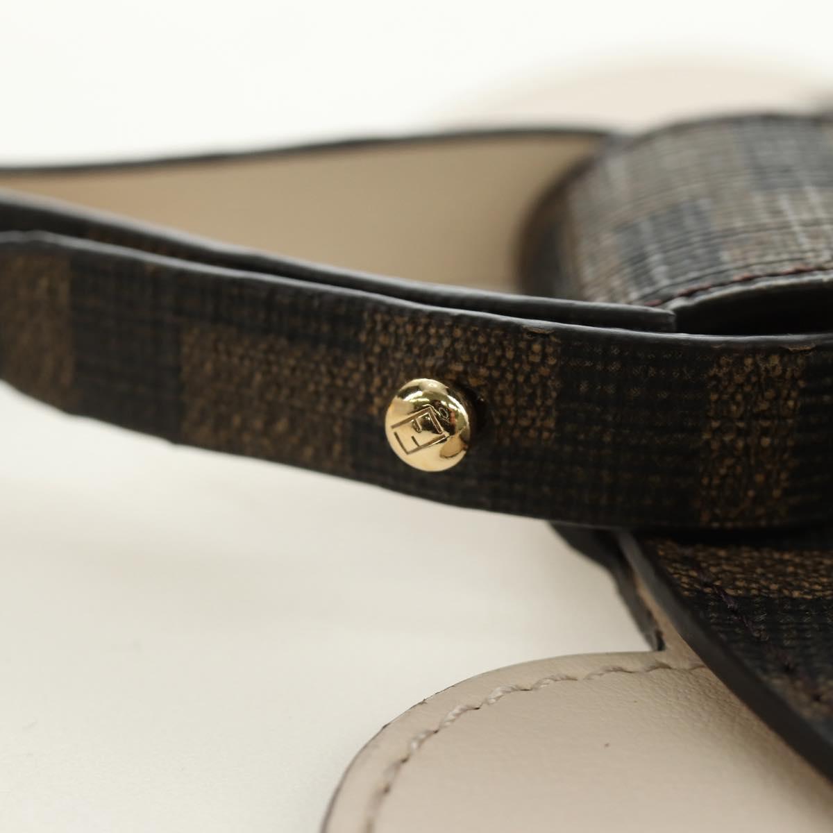 FENDI Zucca Canvas Best Friends Forever Coin Purse Brown Black Auth 184682M