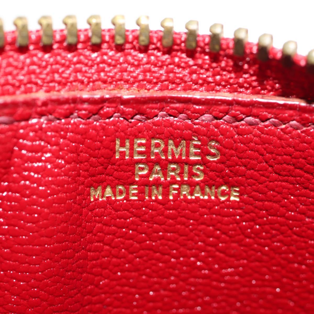 HERMES Watermelon Coin Purse Leather Red Auth 184685M