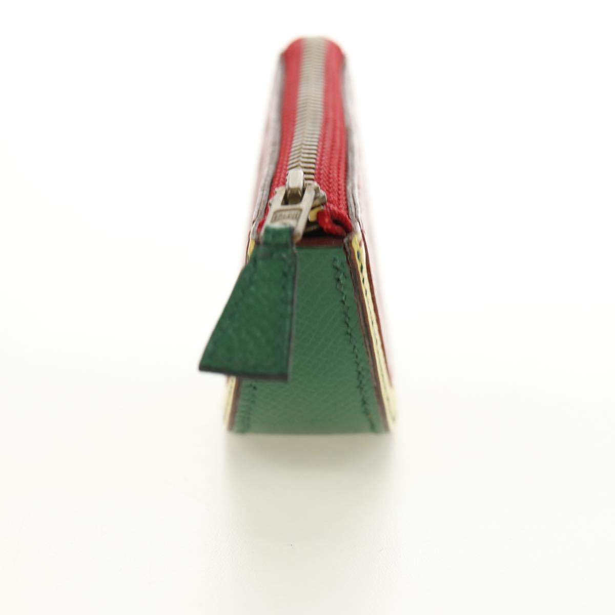 HERMES Watermelon Coin Purse Leather Red Auth 184685M