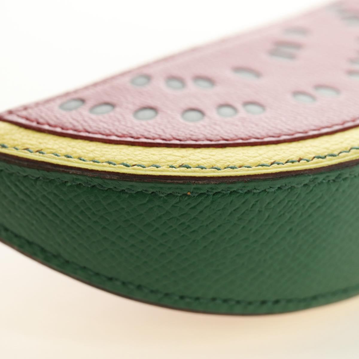 HERMES Watermelon Coin Purse Leather Red Auth 184685M