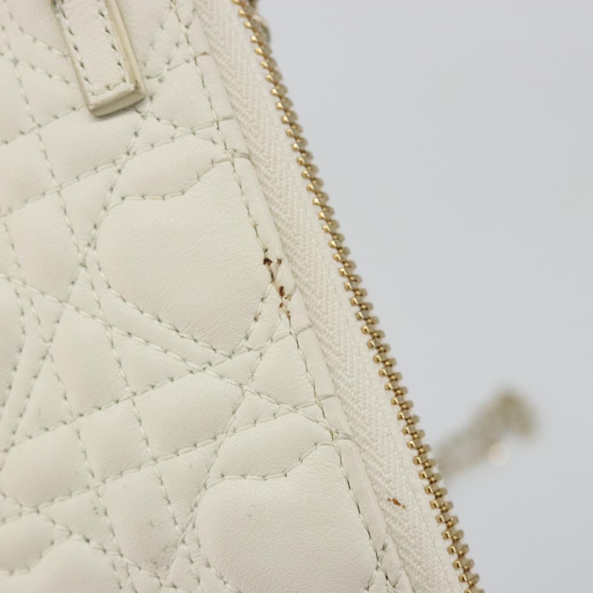 Christian Dior Heart Cannage Chain Shoulder Phone Leather White Auth 184688A
