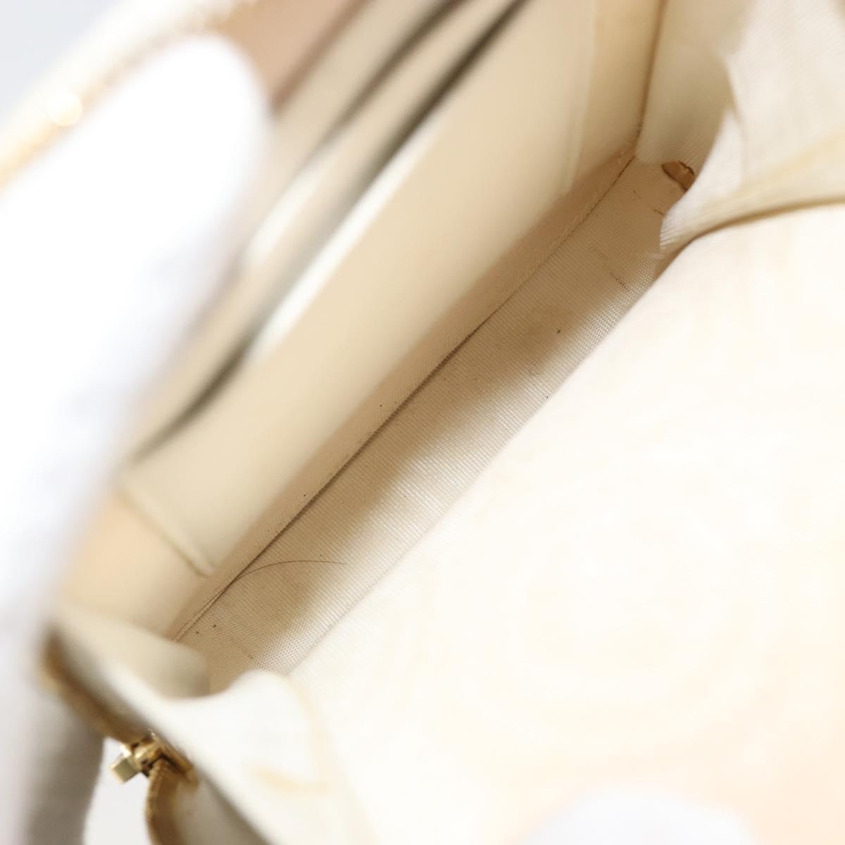 Christian Dior Heart Cannage Chain Shoulder Phone Leather White Auth 184688A