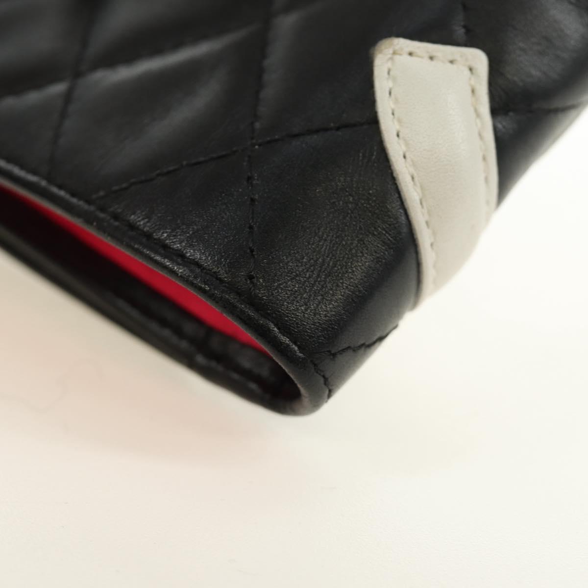 CHANEL Cambon Line Wallet Lamb Skin Black CC Auth 184691V
