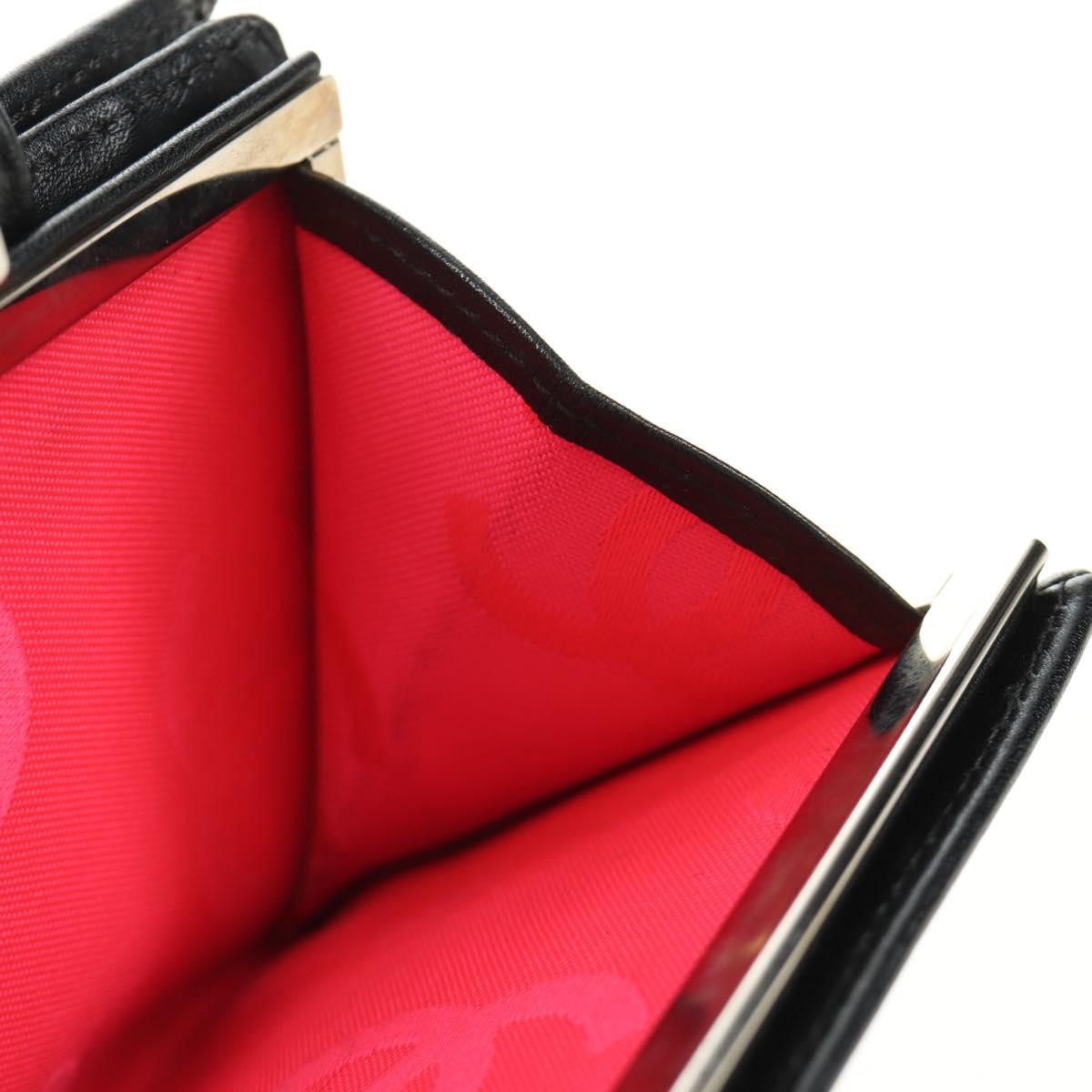CHANEL Cambon Line Wallet Lamb Skin Black CC Auth 184691V