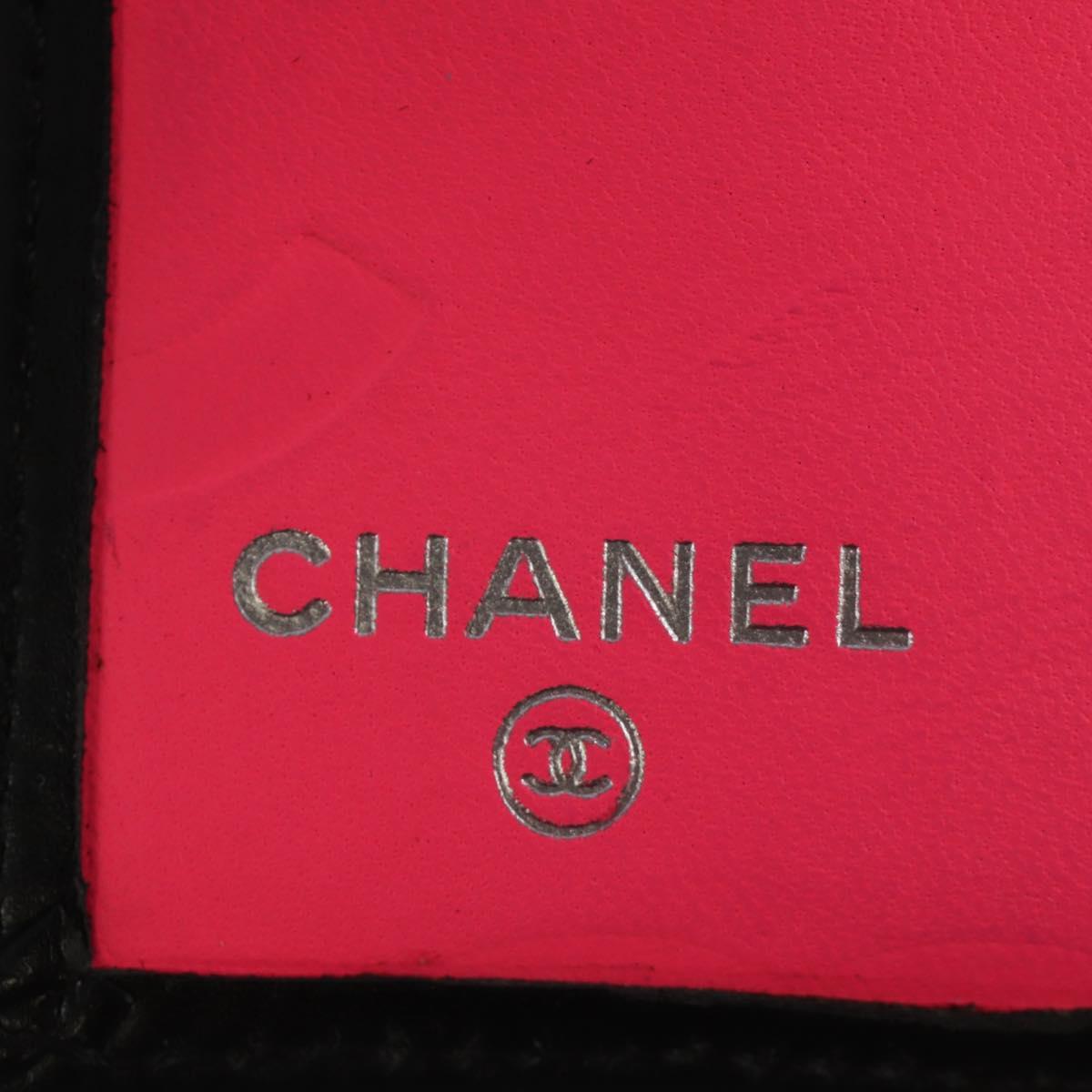 CHANEL Cambon Line Wallet Lamb Skin Black CC Auth 184691V