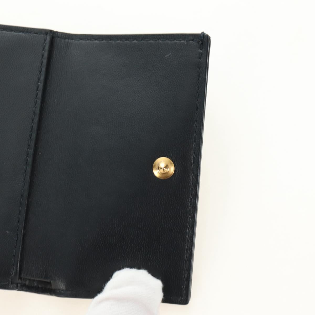 Christian Dior Trotter Canvas Card Case Navy Gold Auth 184692M