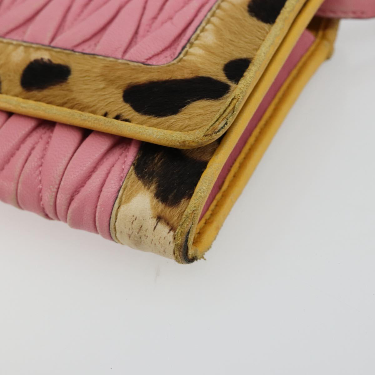 Miu Miu Matelasse Chain Shoulder Bag Leather Pink Silver Auth 184694