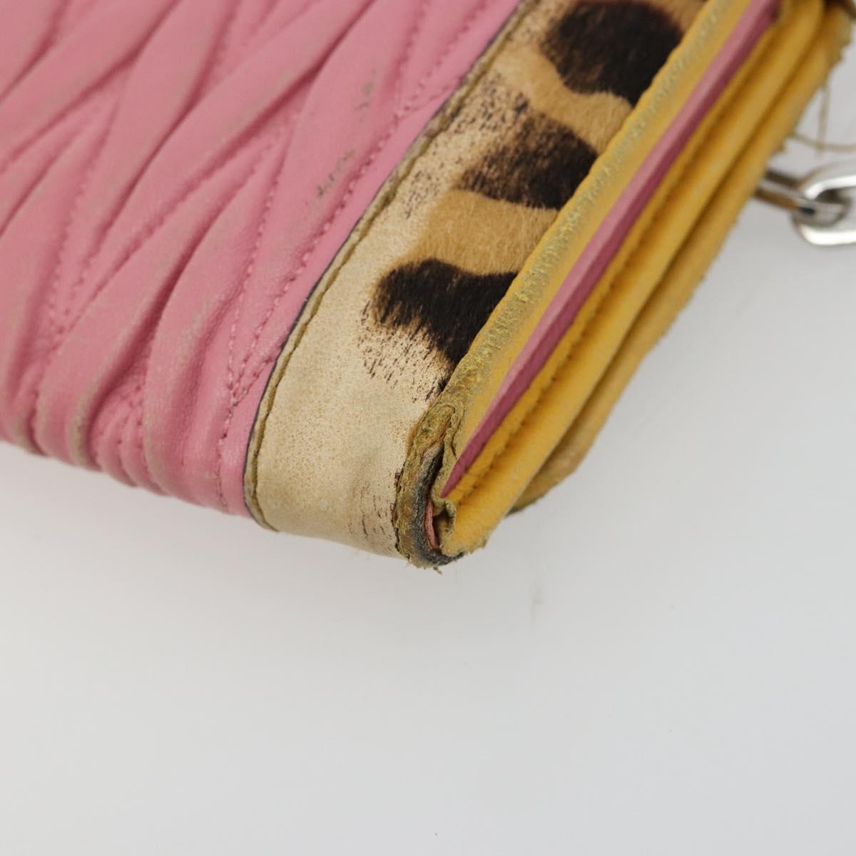 Miu Miu Matelasse Chain Shoulder Bag Leather Pink Silver Auth 184694