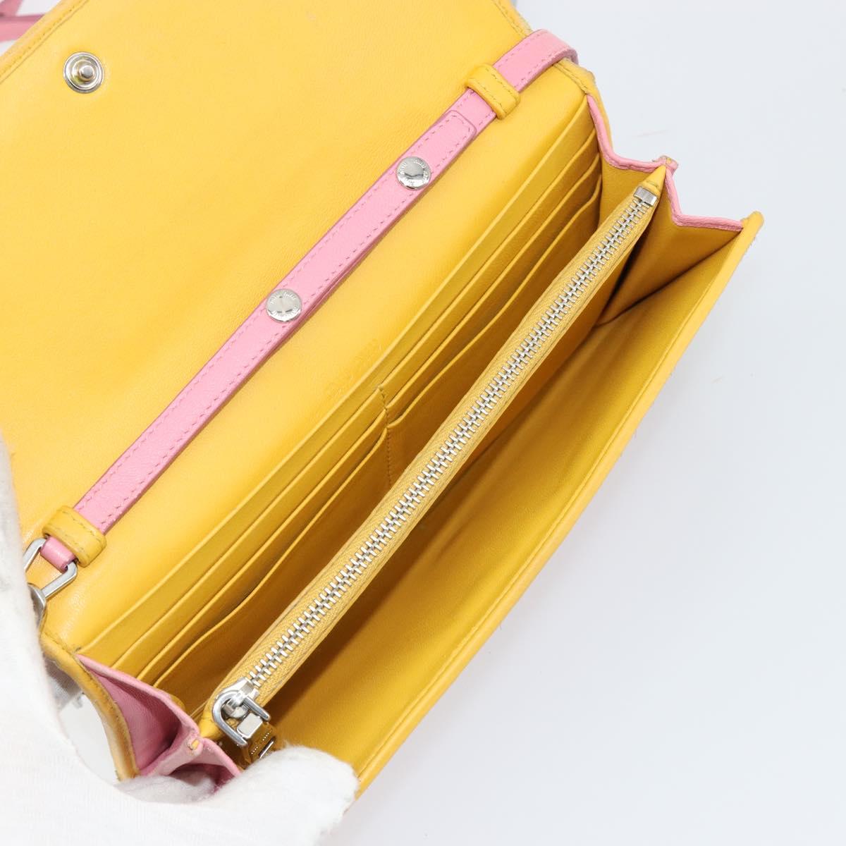Miu Miu Matelasse Chain Shoulder Bag Leather Pink Silver Auth 184694