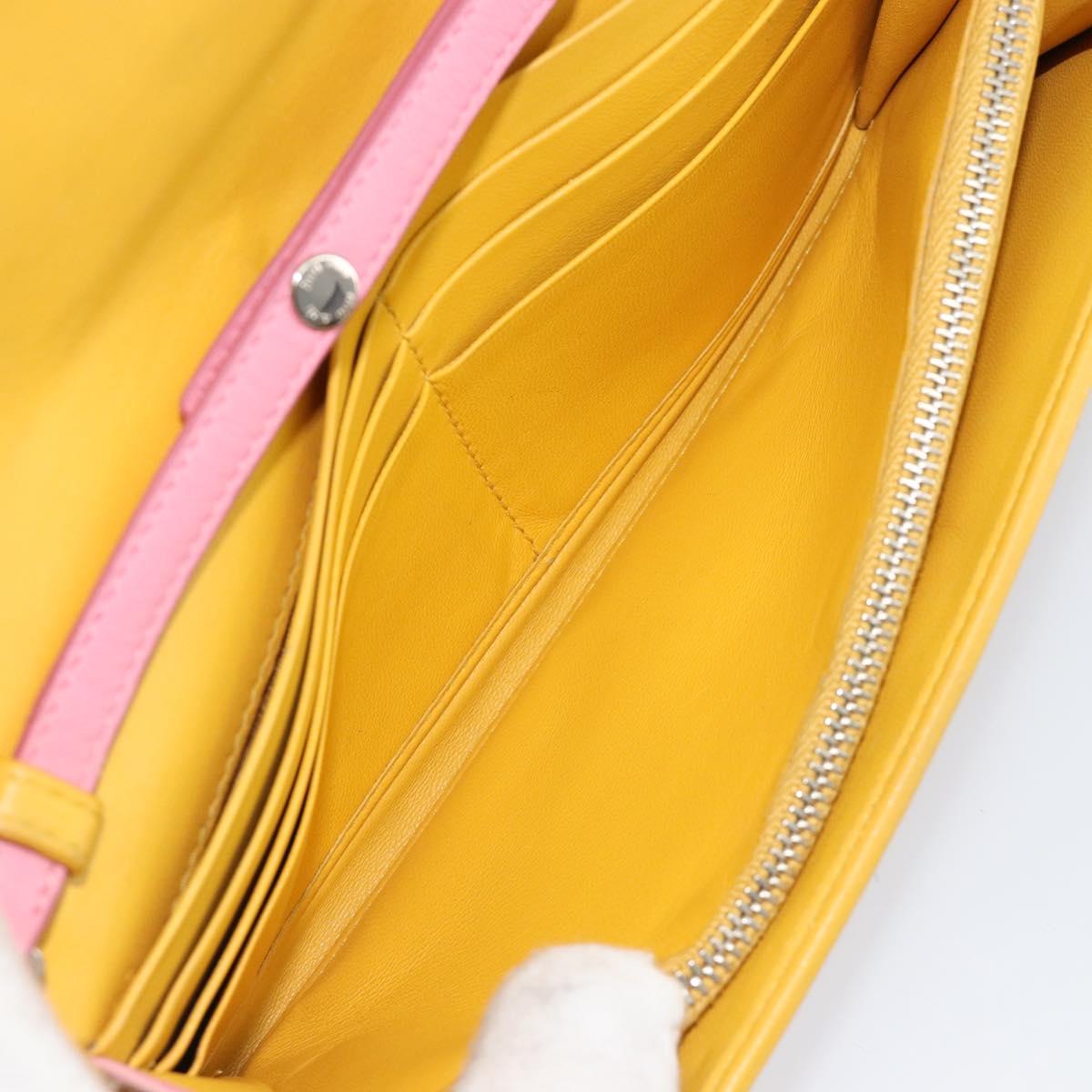 Miu Miu Matelasse Chain Shoulder Bag Leather Pink Silver Auth 184694