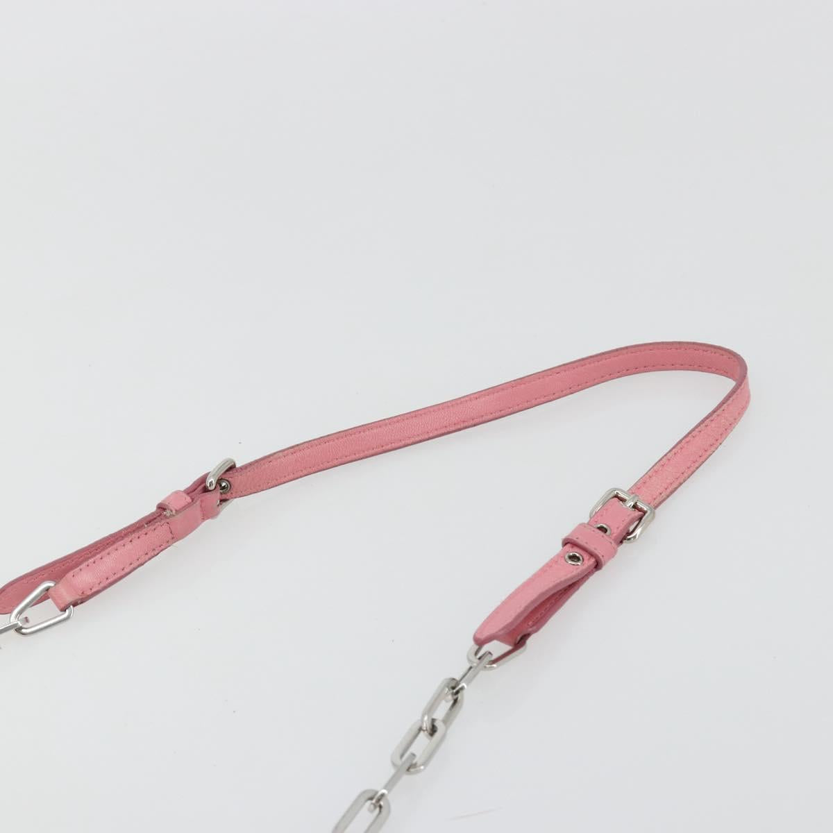 Miu Miu Matelasse Chain Shoulder Bag Leather Pink Silver Auth 184694