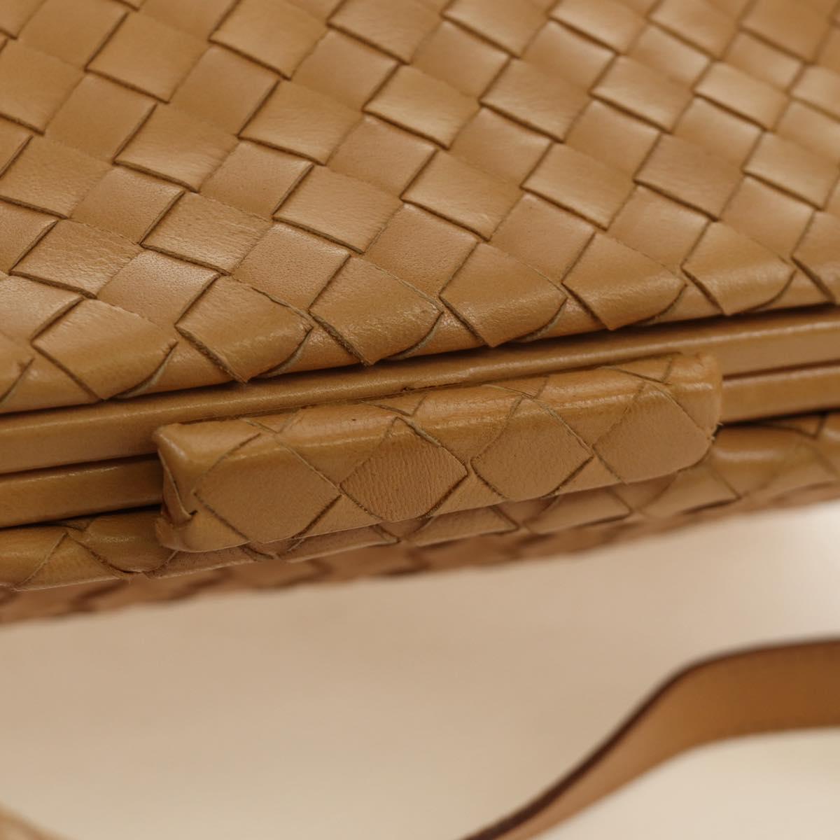 BOTTEGA VENETA INTRECCIATO Hand Bag Leather 2way Beige Gold Auth 184696V