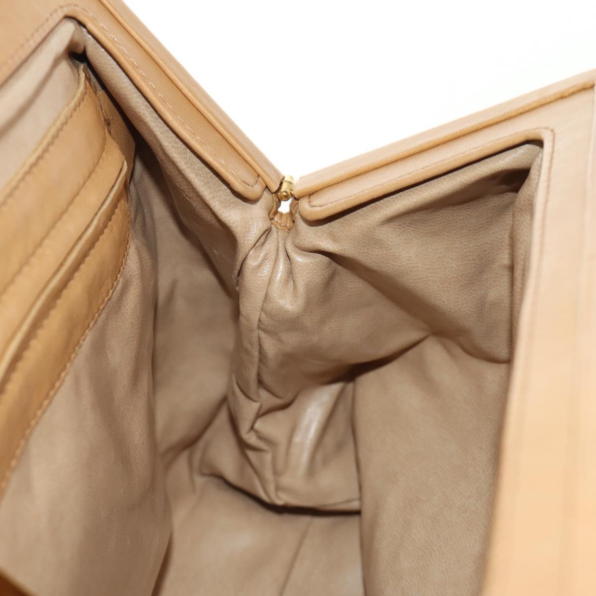 BOTTEGA VENETA INTRECCIATO Hand Bag Leather 2way Beige Gold Auth 184696V