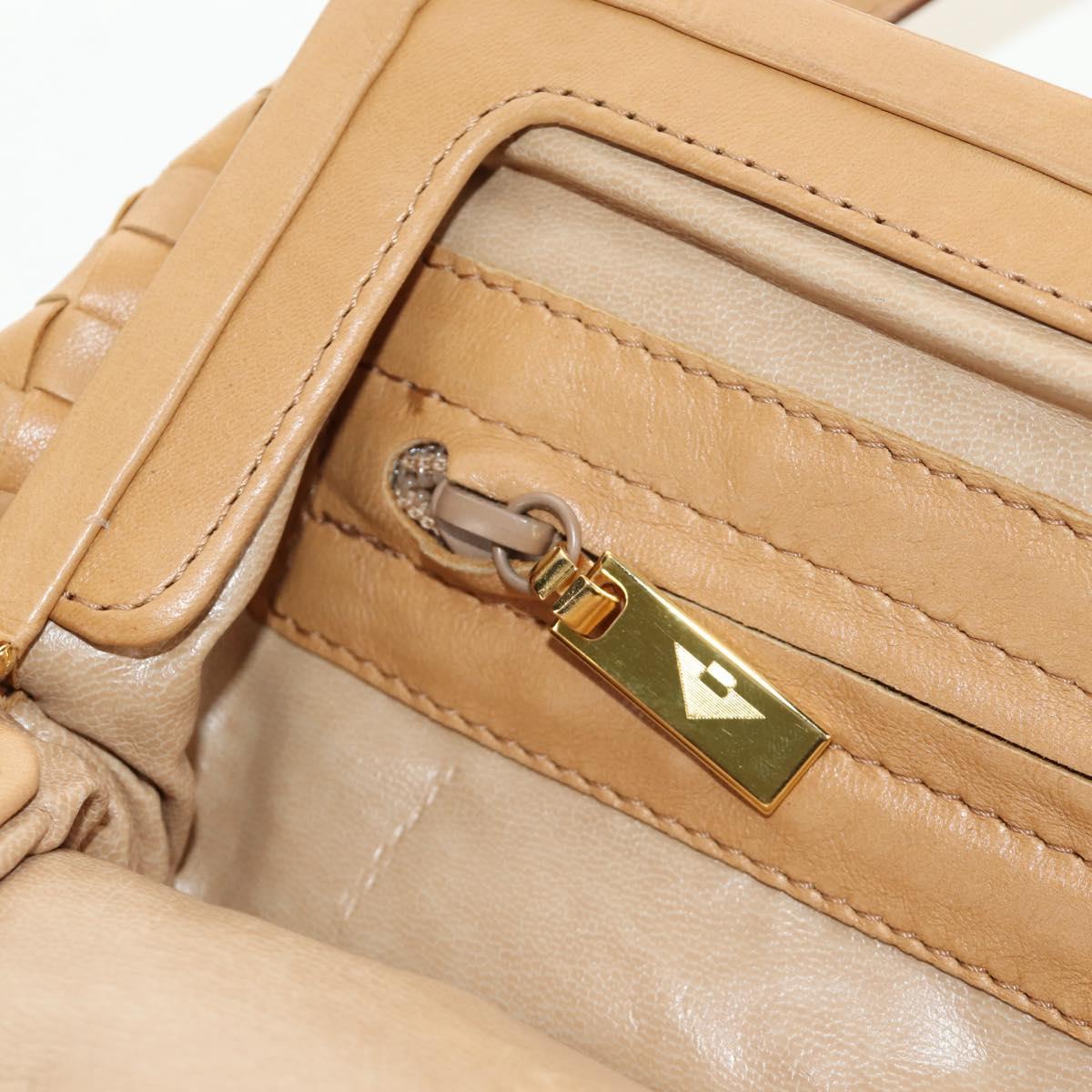 BOTTEGA VENETA INTRECCIATO Hand Bag Leather 2way Beige Gold Auth 184696V