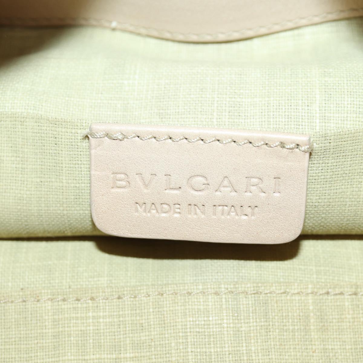 BVLGARI Chandra Hand Bag Leather 2way Beige Gold Auth 184697A