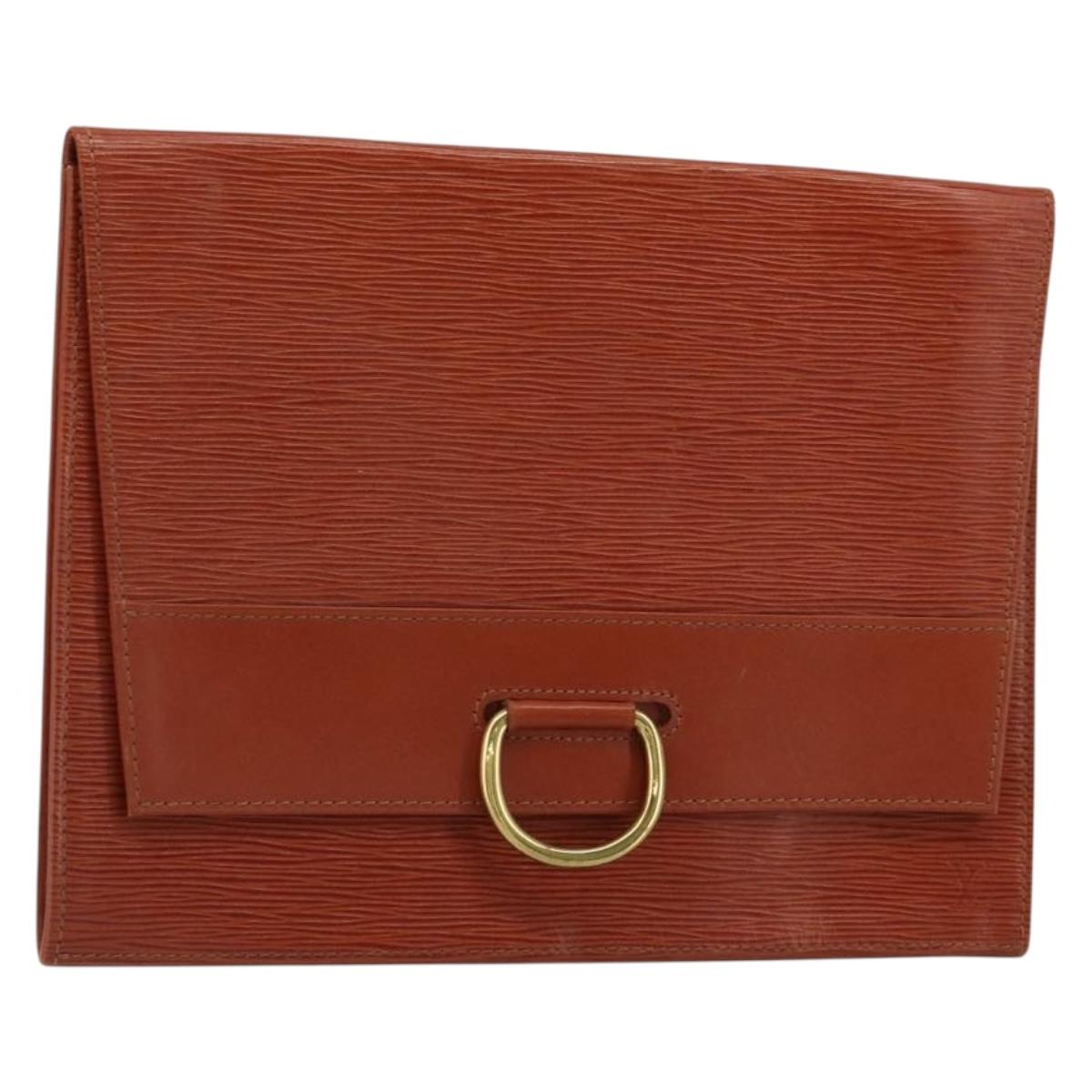 LOUIS VUITTON Epi Jena Clutch Bag Brown M52723 LV Auth 184698