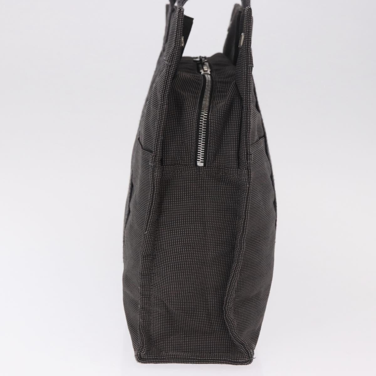 HERMES Her Line MM Hand Bag Canvas Gray Silver Auth 184699