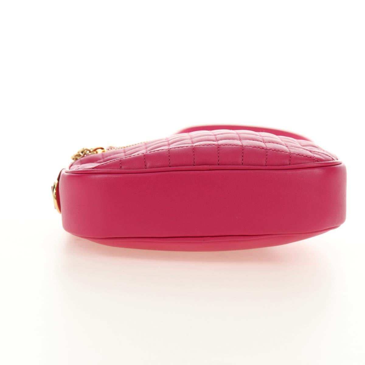 CELINE Shoulder Bag Leather Pink Gold Auth 184700V