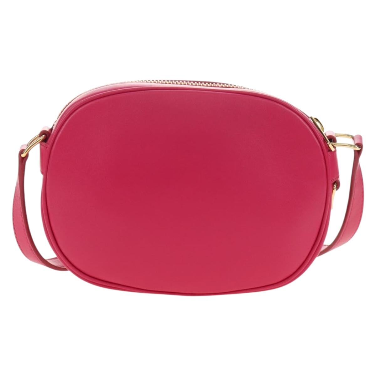 CELINE Shoulder Bag Leather Pink Gold Auth 184700V
