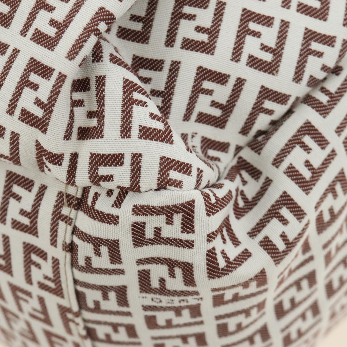 FENDI Zucchino Canvas Tote Bag White Gold Auth 184707V