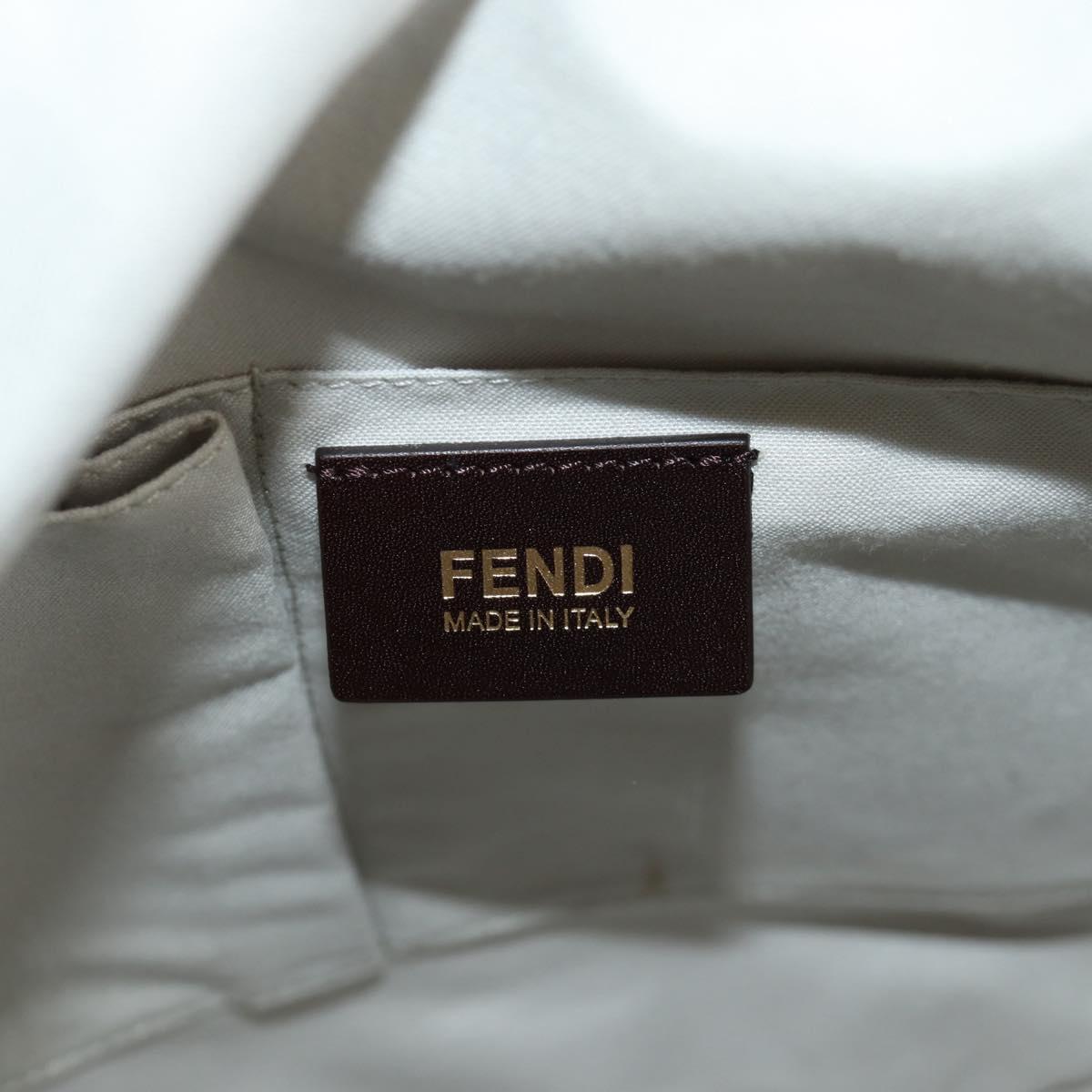 FENDI Zucchino Canvas Tote Bag White Gold Auth 184707V
